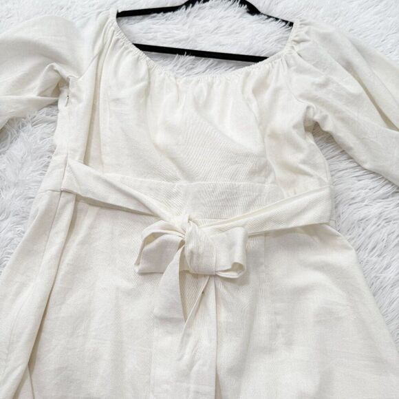 Women Showpo Cant Move On Off Shoulder Mini Linen Blend Dress in White Size 12 - Picture 10 of 12
